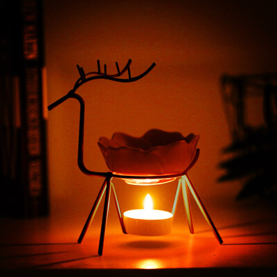 

Gobestart Stainless Steel Deer Burner Candle Aromatherapy Oil Lamp Decorations Aroma Furna
