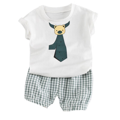 

Summer Baby Clothing Set Cotton Vest & Shorts Cotton Bear Tie Newborn Baby Boy Clothing Sets 0-4 Year