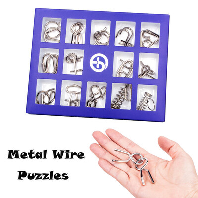 

Siaonvr 15Pcs Metal Wire Puzzles Brain Teaser Metal Wire Puzzles Educational Toy Gift
