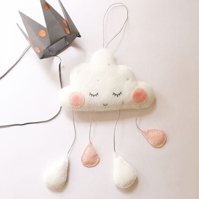 

New Nordic Style Felt Cloud With Face Kids Room Decoration Cloud Scandinavian Style Children Room Decor Nordic Decoration For Ro