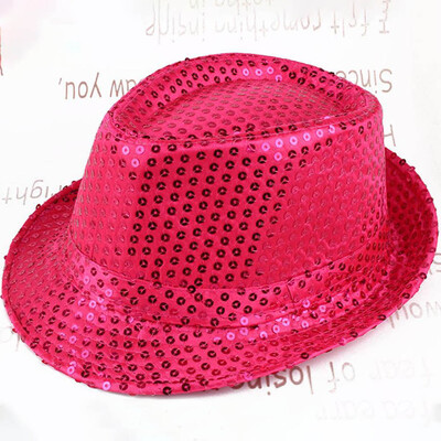 

11 Colors Unisex Women Men Sequin Shining Trilby Hat Cotton Fancy Party Dance Hat