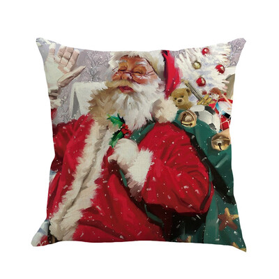 

Tailored 1PC Happy Christmas Pillow Cases Linen Sofa Cushion Cover Home Decor Pillow Case