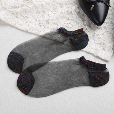 

Mesh Women Socks Silk Female Short Socks Shiny Harajuku Soft Socks Transparent New
