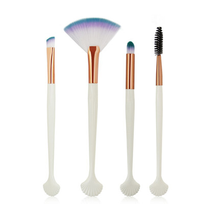 

4 Pcs Shell End Synthetic Hair Eye Shadow Eyebrow Lip Gloss Highlight Blending Make Up Brush Professional Beauty