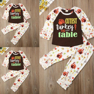 

Toddler Baby Kids Girl Autumn Winter Clothes Tops T-shirt Pants Outfits 2PCS Set