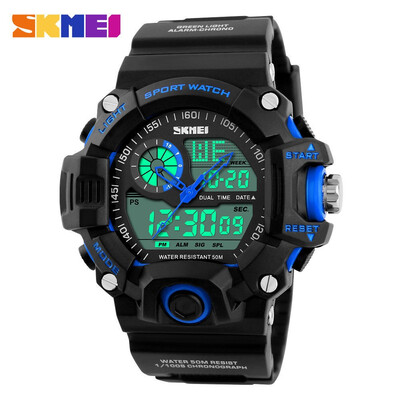 

SKMEI Mens Waterproof Sport Army Alarm Date Analog Digital Black Wrist Watches