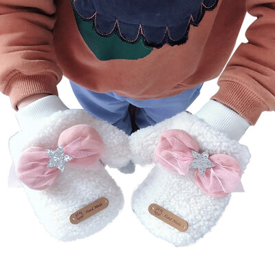 

Toddler Baby Gloves Thicken Girls Boys Full Finger Winter Warmer Knitted Mittens Bowknot Gloves