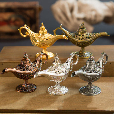 

Retro Traditional Hollow Out Fairy Tale Magic Lamp Tea Pot Genie Lamp Vintage Toy For Home Decor