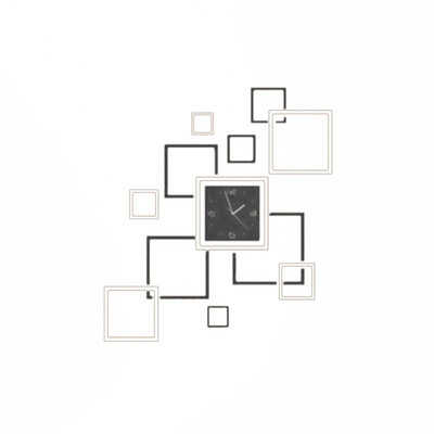 

Black&Silver Square Mirror Wall Clock Acrylic Wall Sticker DIY Modern Design Home Decor