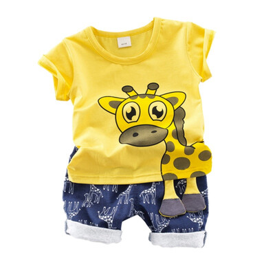

Summer Casual Baby Boy Clothes Set Cartoon Pattern Short Sleeve T-shirt Pant Kids Toddler Boy Outfit Set
