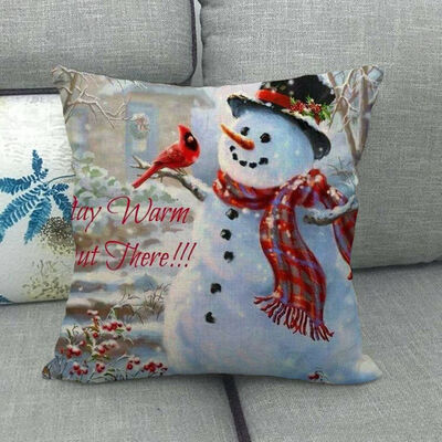

1pcs Christmas Sofa Pillow Case 3d Snowman Cushion Cover Flax White Lovely