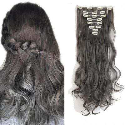

8 PcsSet Fashion Long Curly Wavy Straight Clip In Hair Extension Sexy Heat Resistant Party Hair Natural Synthetic Hair For Women