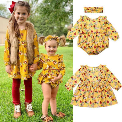 

Winter Toddler Baby Girl Ruffle Romper Dress Bodysuit Floral Warm Outfit Clothes