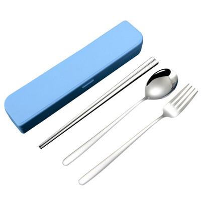 

3Pcsset Silver Stainless Steel Portable Convenient Tableware Dinnerware Travel Camping Cutlery ForkSpoonChopsticks Set