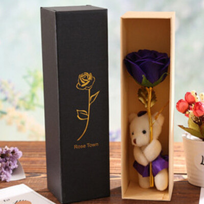 

Bear Doll Gold Foil Flower with Luxury Box Rose Soap Scented Petal Bath Wedding Cleaning Love Gift Birthday Lovely Romantic
