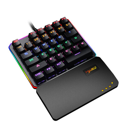 

HXSJ V200 Keyboard 8 Backlit Mode Green Axis 35Keys Single One Hand Gaming Mechanical Mini USB Wired Keypad for PUBG LOL Gamer