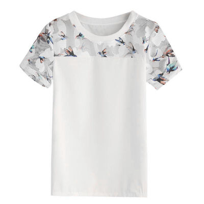 

Women Fashion Simple Short Sleeves T-Shirts Summer Novel O Neck Tops