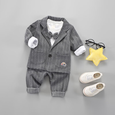 

New Autumn Baby Boy Long Sleeve Gentleman Soft Shirt TopsStripe CoatsLong Pants Trousers Toddler Outfits Cotton