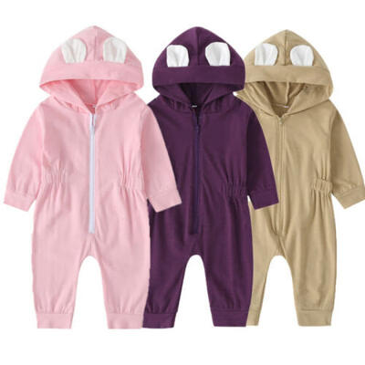 

Newborn Baby Girls Cotton Romper Hooded Bodysuit Jumpsuit Autumn Clothes Outfits