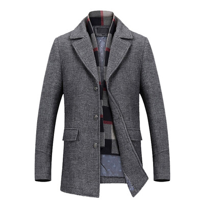 

Gobestart Mens Casual Wool Trench Coat Fashion Business Long Thicken Slim Overcoat Jacket