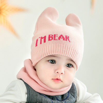 

Fall&Winter 2019 New Kind of Babys Neck Cap Babys Warm Knitted Wool Cap Childrens Bear Cotton Yarn Ear Protector