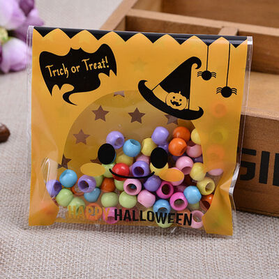 

100pcslot Halloween Pumpkin Gifts Bags Smile Face Biscuits Plastic Bags Self-adhesive Packaging Bags Party Supplies