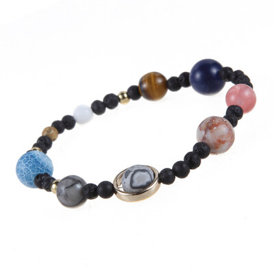 

1 pcs Handmade Fabulous Stretch Elastic Rope Chain Beaded Bracelet Unisex Gift Universe Nine Planets Solar System Bracelet