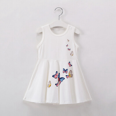 

Summer Baby Girls Dress Butterfly Printed Sleeveless Dress Cotton Kids Toddler Sundress Casual
