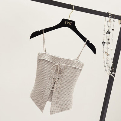 

New Hot Women Sexy Crisscross Lace Up Tank Tops Plaid Print Sleeveless Pullover Crop Tank Top Clubwear Blusa Korea Style