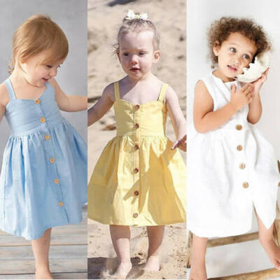 

Solid Toddler Kid Baby Girl Clothes Sleeveless Long Tutu Dress Sundress Sunsuit
