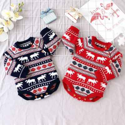 

Christams Baby Romper Boy Girl Elk Jumpsuit Romper Winter Clothes Outfits 0-18M