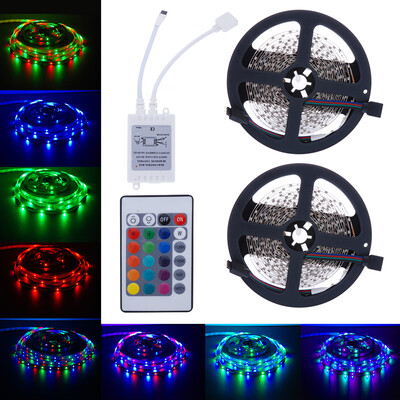 

〖Follure〗10M 3528 SMD RGB 2X5M 600LEDs LED Light Strip 24 Key IR Remote Controller