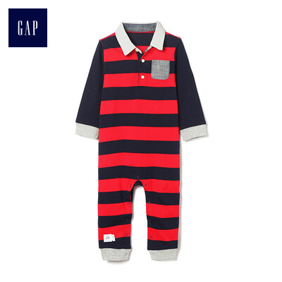 

GAP flagship store baby boy comfortable cotton striped one piece jumpsuit 397323 modern red 0-3M