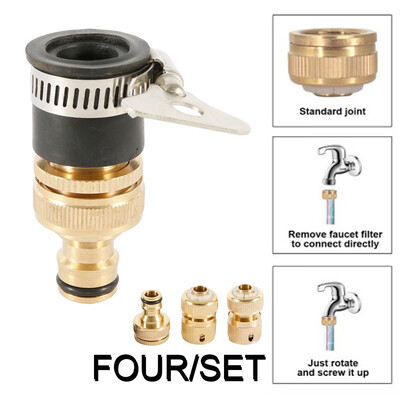 

4PCS Universal Brass Quick Connector Adaptor Garden Hose Spray Nozzle Washing Machine Faucet Fittings