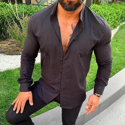 

Autumn Fashion Mens Casual Dress Slim Fit Shirt Long Sleeve Shirts Tops Blouse