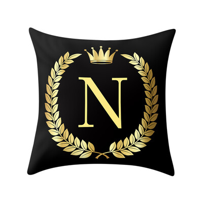 

〖Follure〗Pillow Cover Black&Gold Letter Pillowcase Sofa Cushion Cover Home Decor