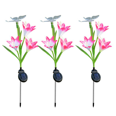 

Gobestart Solar Power Lily Flower Light Outdoor Garden Yard Path Lawn Landscape Lamp 3PCS