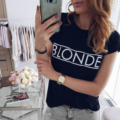 

European&American summer ladies drop shoulder printed letter T-shirt T6