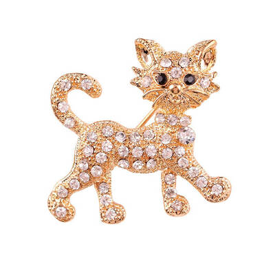 

Women Crystal Cat Brooches Female Animal Scarf Clip Party Wedding Dress Bouquet Brooch