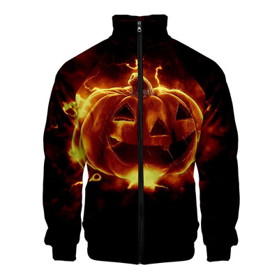 

Toponeto Mens Halloween Print Zipper Sportswear Long Sleeve Coat Jacket Outwear