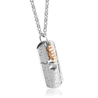 

Rectangular Pendant Necklace Exquisite Titanium Steel Puzzle Pendant Couple Chain Necklace Lover Gifts