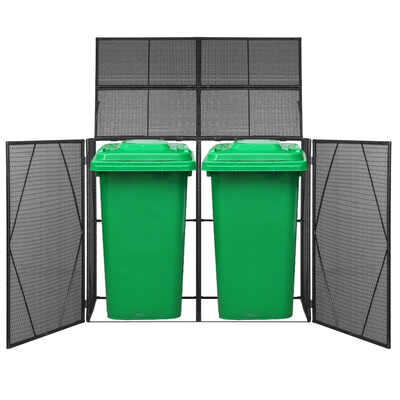 

Double Wheelie Bin Shed Poly Rattan 602"x307"x472" Black