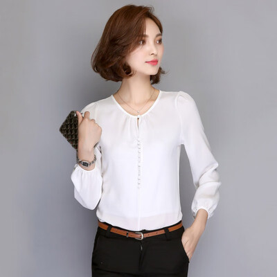 

White Blouses Korean Women Long Sleeve Autumn Chiffon Blouse Shirts Ladies Casual Office Elegant Blusas Tops