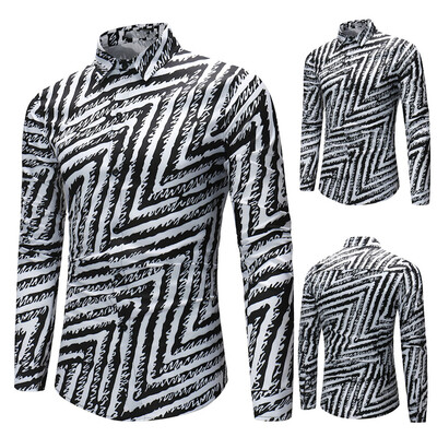 

Tailored Mens Autumn Fashion Shirt Casual Long Sleeve Stripe Loose Casual Shirt Blouse
