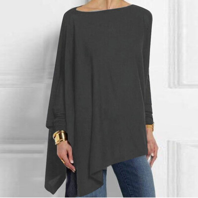 

Tailored Womens Solid Long Sleeve Irregular Sweatshirt Loose Print Pullover Tops Blouse