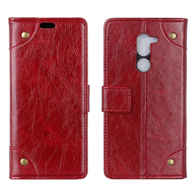 

MOONCASE Samsung Galaxy J8 copper buckle nappa leather case - wine red