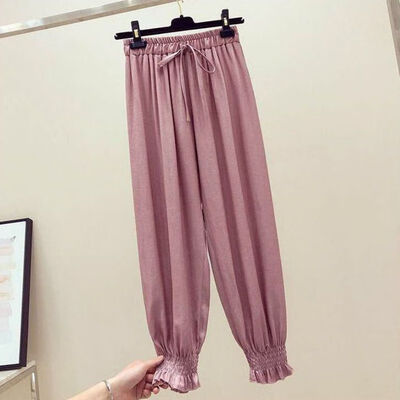

Women Pants Fashion Female Solid Color Mid Waist Harem Pants Pencil Trousers Drawstring Pockets Casual Pants Streetwear
