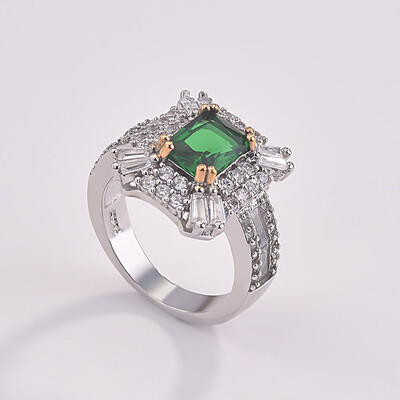 

Sterling Silver Natural Gemstone Soild Emerald Ring Fashion Women Wedding Engagement Fine Jewelry