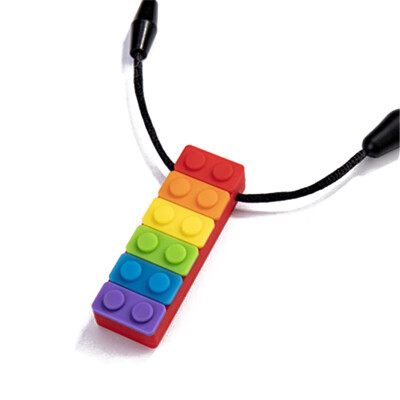 

Newborn Silicone Baby Teether Teething Necklace Kids Rainbow Block Teethers Children Chewing Soft Toys