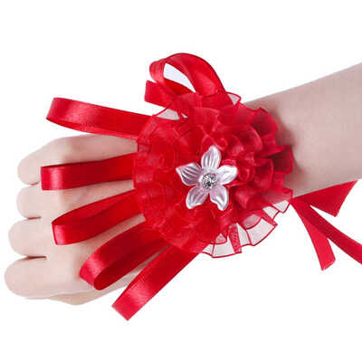 

Wedding Bridesmaid Bride Wrist Corsage Woodland Corsage Woven Straw Cuff Bracelet for Wedding Hand Flowers Accessories